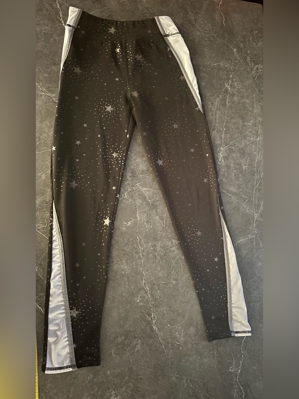 More Than Magic Black Star-Print Leggings with Silver Panels